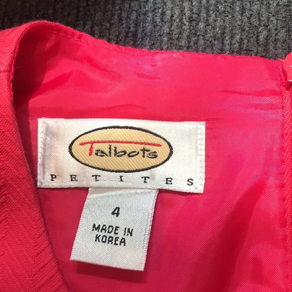 Talbots Pink Jacquard Sheath Cotton/Silk Dress with Gold Metal Accents Waist-4 - Picture 7 of 11